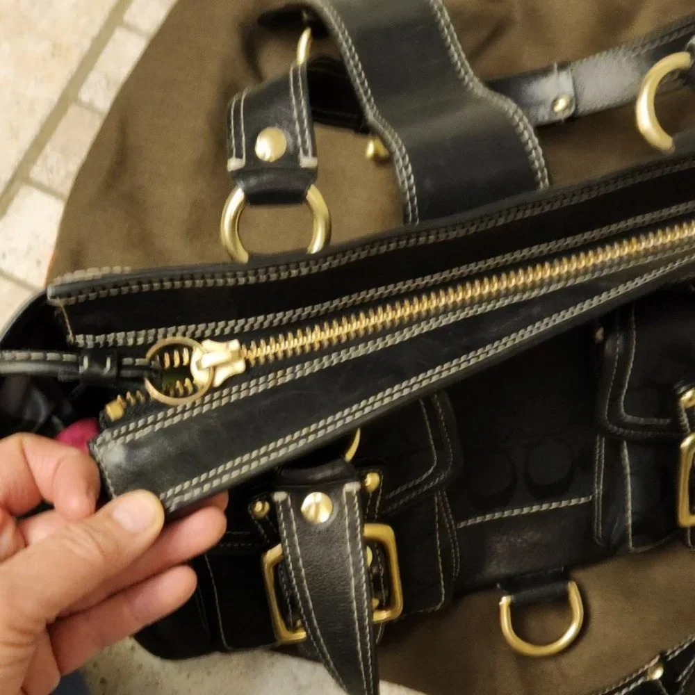 Coach Legacy Signature Black 65th Anniversary Bag with Gold Accents - Picture 12 of 15